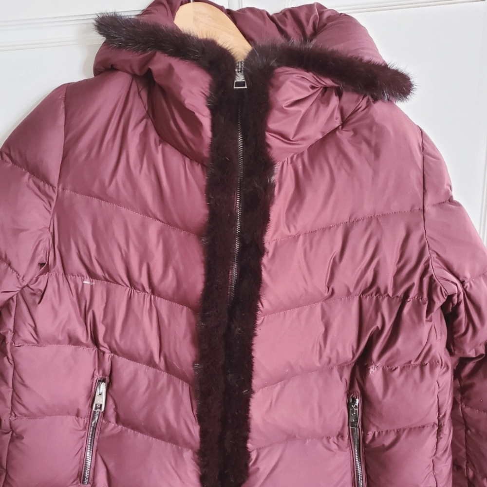 Luxurious Down-Filled Italian Jacket, Mink Trimmed